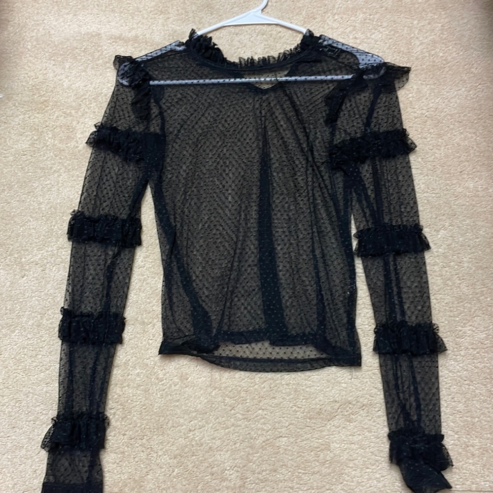 Long sleeve mesh ruffled forever 21